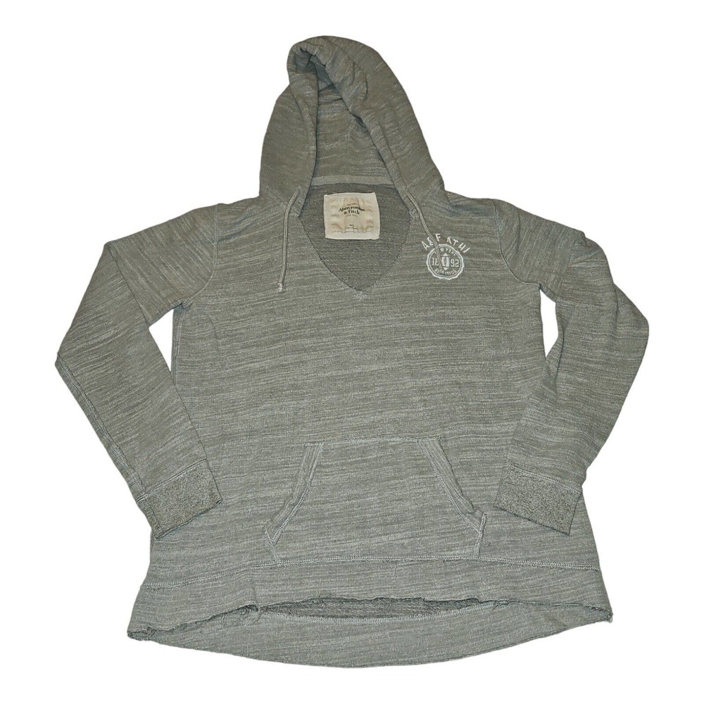 Abercrombie & Fitch Hoodie Medium Women's Gray Hooded V-Neck Tunic Casual Preppy